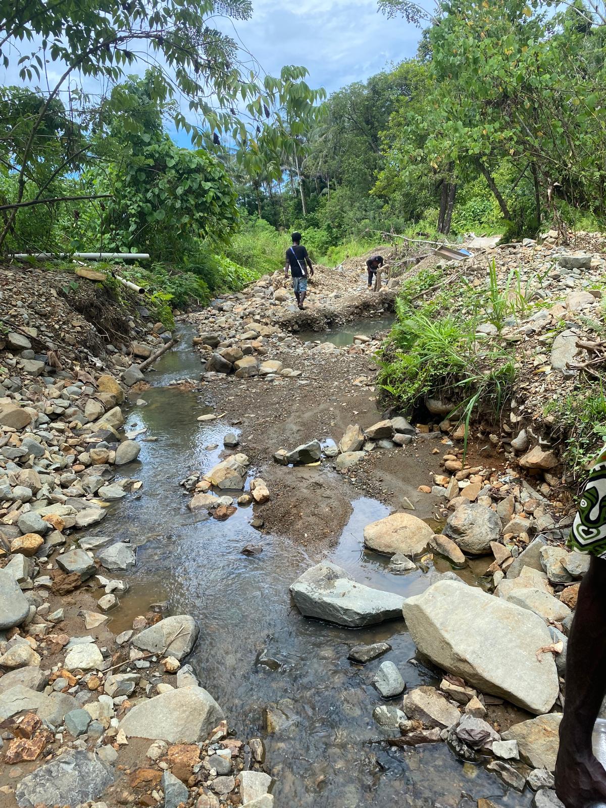 Alluvial creek and water-worked gravels on the JV site near Arawa, Bougainville