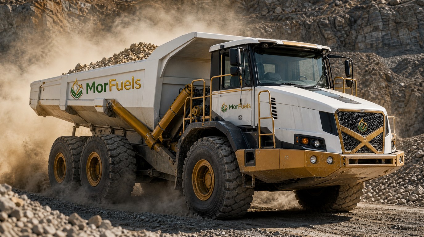 MorFuels branded dump truck for mining operations